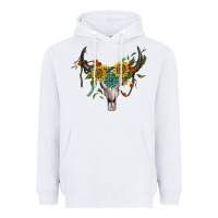 White boho bullskull with sunflower and gemstone Heavyweight Hoodie - Artiststas