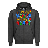 Charcoal Heather i am his voice he is my heart Zipper Hoodie - JahusDesignShop