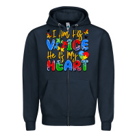 Navy i am his voice he is my heart Zipper Hoodie - JahusDesignShop