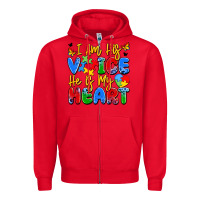 Red i am his voice he is my heart Zipper Hoodie - JahusDesignShop