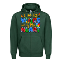 Sports Green i am his voice he is my heart Zipper Hoodie - JahusDesignShop