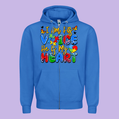 I Am His Voice He Is My Heart Zipper Hoodie Designed By Jahusdesignshop