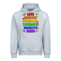 Heather Grey love respect freedom tolerance equality pride Urban Hoodie - LillyAllenDesigns