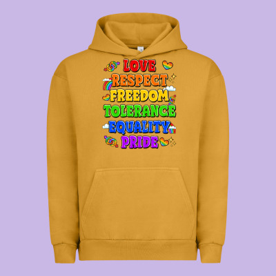 Love Respect Freedom Tolerance Equality Pride Urban Hoodie Designed By Lillyallendesigns