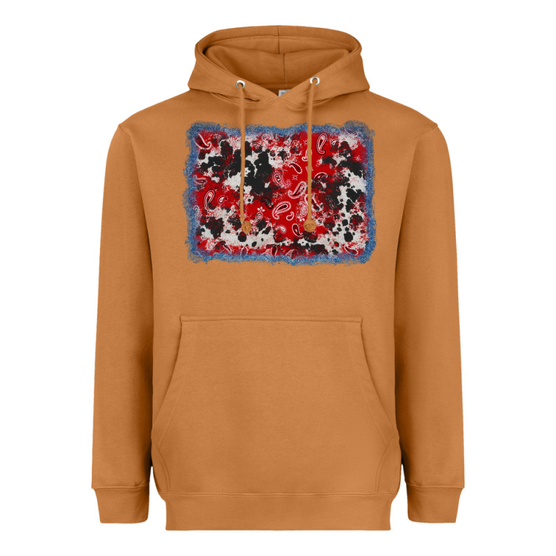 Bandana Cowhide Denim Background Heavyweight Hoodie by AdoDesignShop | Teevron