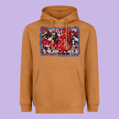 Bandana Cowhide Denim Background Heavyweight Hoodie Designed By Adodesignshop