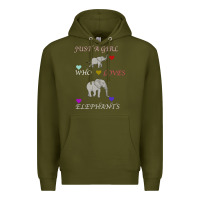 Army Green Just A Girl Who Loves Elephants Premium Hoodie - Bettercallsaul