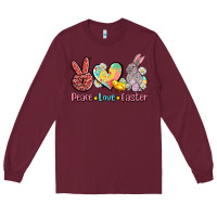 Burgundy peace love easter Long Sleeve Tee - AdoDesignShop