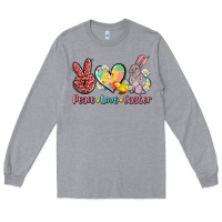 Heather Grey peace love easter Long Sleeve Tee - AdoDesignShop