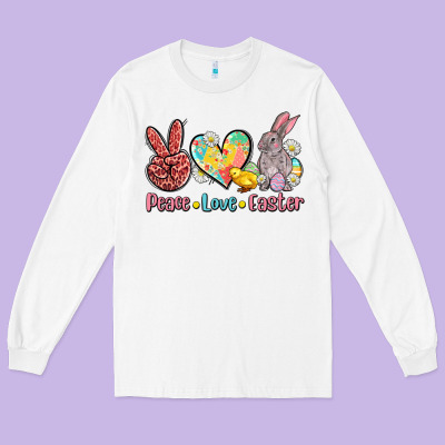 Peace Love Easter Long Sleeve Tee Designed By Adodesignshop