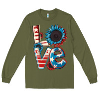 Army Green Love 4th of July Long Sleeve Tee - CowGirlArtShop
