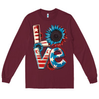 Burgundy Love 4th of July Long Sleeve Tee - CowGirlArtShop