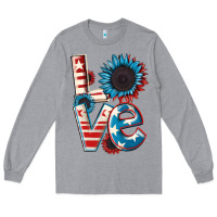 Heather Grey Love 4th of July Long Sleeve Tee - CowGirlArtShop