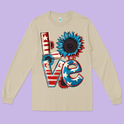 Love 4th Of July Long Sleeve Tee Designed By Cowgirlartshop