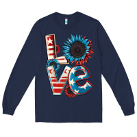 Navy Love 4th of July Long Sleeve Tee - CowGirlArtShop