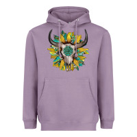 Lavender boho bullskull with sunflower and gemstone Heavyweight Hoodie - Artiststas
