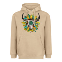 Mushroom boho bullskull with sunflower and gemstone Heavyweight Hoodie - Artiststas