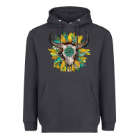Smoke boho bullskull with sunflower and gemstone Heavyweight Hoodie - Artiststas