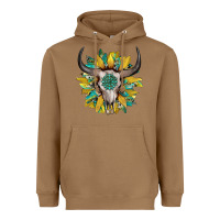 Toasted Coconut boho bullskull with sunflower and gemstone Heavyweight Hoodie - Artiststas