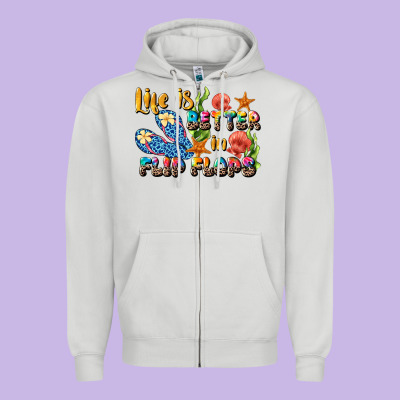 Life Is Better In Flip Flops Summer Zipper Hoodie Designed By Jahusdesignshop