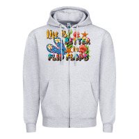 Heather Grey life is better in flip flops summer Zipper Hoodie - JahusDesignShop