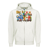 Oatmeal Heather life is better in flip flops summer Zipper Hoodie - JahusDesignShop