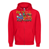 Red life is better in flip flops summer Zipper Hoodie - JahusDesignShop