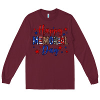 Burgundy Happy memorial day Long Sleeve Tee - Neo Western
