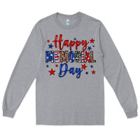 Heather Grey Happy memorial day Long Sleeve Tee - Neo Western