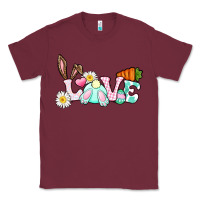 Burgundy Love Easter bunny Easter Day Classic Tee - CowGirlArtShop