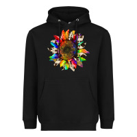 Black tie dye sunflower with cowhide Heavyweight Hoodie - Artiststas