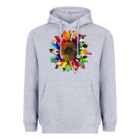 Heather Grey tie dye sunflower with cowhide Heavyweight Hoodie - Artiststas