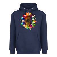 Navy tie dye sunflower with cowhide Heavyweight Hoodie - Artiststas