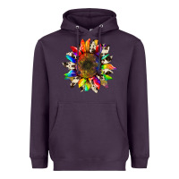 Plum tie dye sunflower with cowhide Heavyweight Hoodie - Artiststas