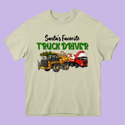 Santa's Favorite Truck Driver Heavy Core Tee Designed By Lillyallendesigns