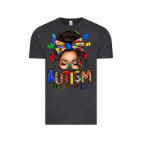 Vintage Black autism mom afro messy bun (1) Vintage Tee - texasbilliewilder