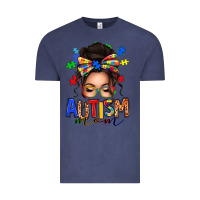 Vintage Denim autism mom afro messy bun (1) Vintage Tee - texasbilliewilder
