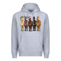Heather Grey horses with christmas Premium Hoodie - MaliasSmallBusiness