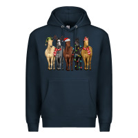 Navy horses with christmas Premium Hoodie - MaliasSmallBusiness