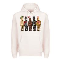 Pale Pink horses with christmas Premium Hoodie - MaliasSmallBusiness