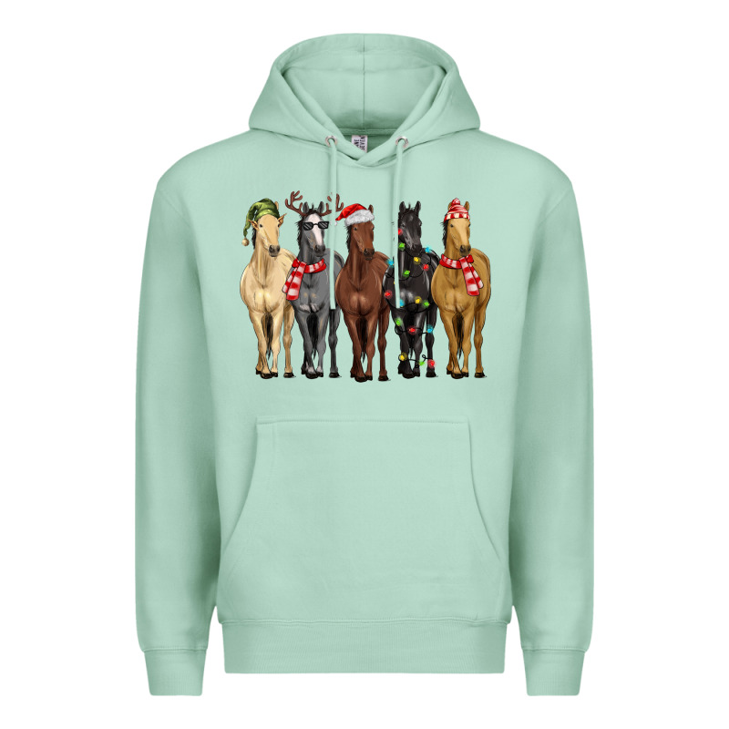 Horses With Christmas Premium Hoodie by MaliasSmallBusiness | Teevron