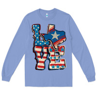 Colony Blue Love Texas  4th of july Long Sleeve Tee - CowGirlArtShop