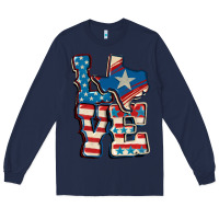 Navy Love Texas  4th of july Long Sleeve Tee - CowGirlArtShop