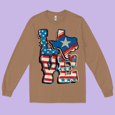 Love Texas  4th Of July Long Sleeve Tee Designed By Cowgirlartshop