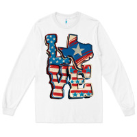 White Love Texas  4th of july Long Sleeve Tee - CowGirlArtShop
