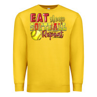 Lemon Eat Sleep Softball Repeat Premium Sweatshirt - LillyAllenDesigns