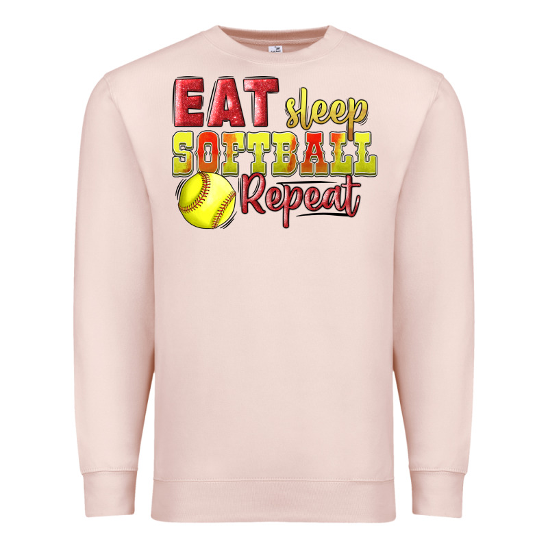 Eat Sleep Softball Repeat Premium Sweatshirt by LillyAllenDesigns | Teevron