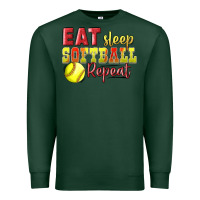 Sports Green Eat Sleep Softball Repeat Premium Sweatshirt - LillyAllenDesigns