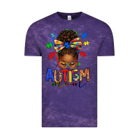 Cloud Purple autism mom afro messy bun Vintage Tee - texasbilliewilder