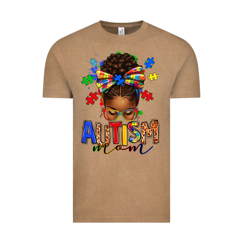 Autism Mom Afro Messy Bun Vintage Tee by texasbilliewilder | Teevron